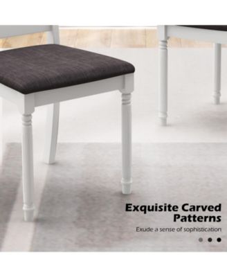 Set of 2 Rubber Wood Dining Chairs with Upholstered Seat