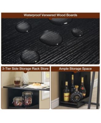 Small Bar Table and Chairs Set for 2, 3-Piece Bar Table Set with 3 Tier Storage Shelves, Space Saving Table for Small Apartment, Living Room,Kitchen,Dining Room