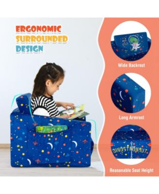 2-in-1 Convertible Kids Sofa with Velvet Fabric