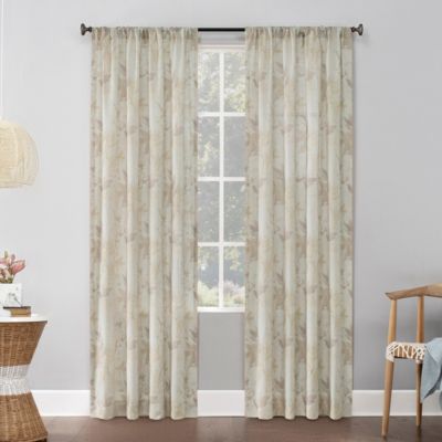 Hilary Watercolor Floral Linen Blend Semi-Sheer Rod Pocket Curtain Panel