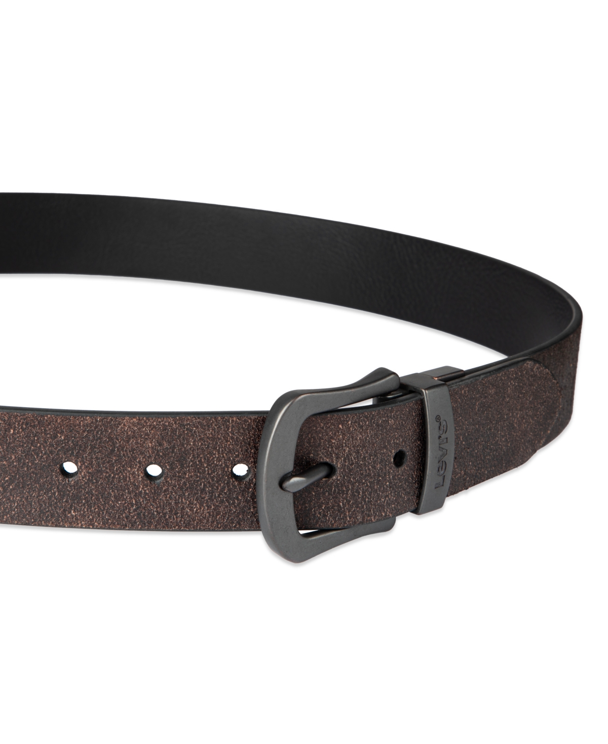 Levi's Men's Two-In-One Reversible Rugged Leather Jean Belt -Black