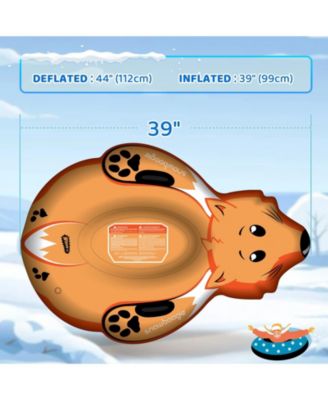 Winter Single Rider Snow Tube, 44" Inflatable Animal Sled, Outdoor Snow Toys with Two Handle