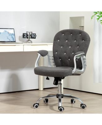 HOMCOM Vanity Office Chair Tufted Backrest Swivel Rolling Height Adjustable
