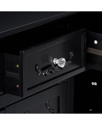 Wood Console Sideboard Table with Drawers and Storage, Black Finish