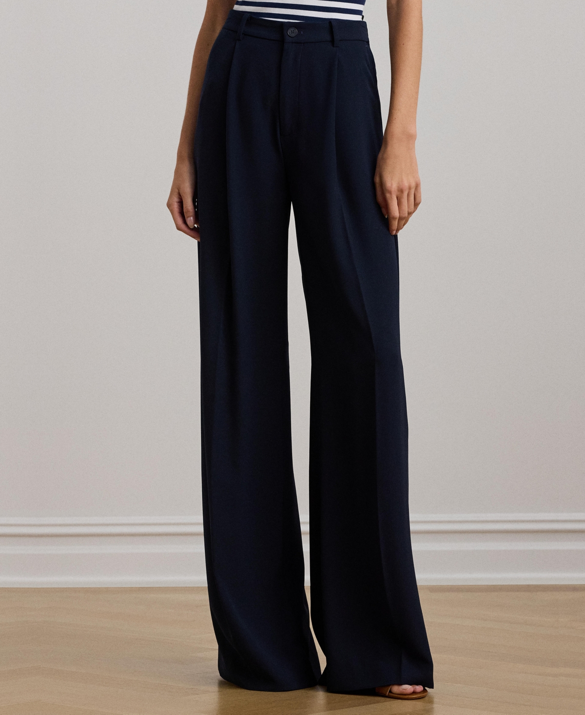 Ralph Lauren Women's Double-faced Georgette Wide-leg Pants In Lauren Navy