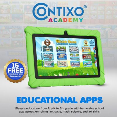 V8 Kids Tablet 32GB, 7” Screen WiFi Learning Device with Parental Controls, Shockproof Case, Epic! & LingoKids Apps