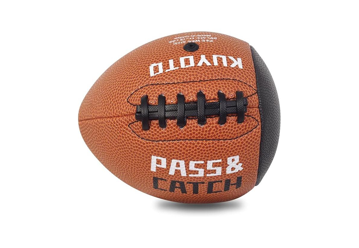 Kuyotq PassCatch Training Football, Peewee 3-9) Kids/Youth (Ages 7-13) Official 13+), Fatherless Bounce Back Leather Football Impr