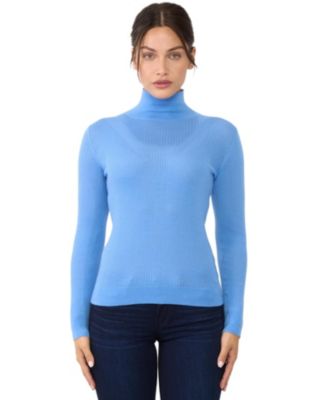 Women's Tissue Weight Cashmere Silk Rib-knit Turtleneck Sweater