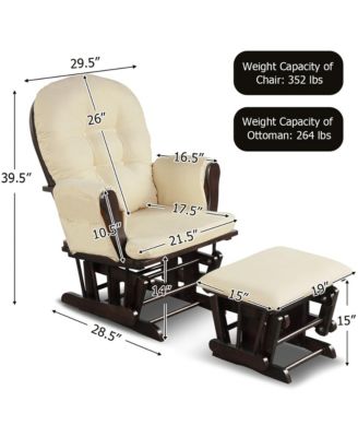 Baby Nursery Relax Rocker Rocking Chair Glider & Ottoman Set w/ Cushion