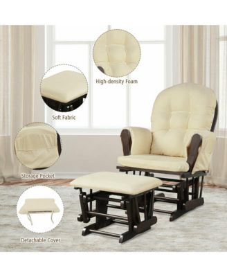 Baby Nursery Relax Rocker Rocking Chair Glider & Ottoman Set w/ Cushion
