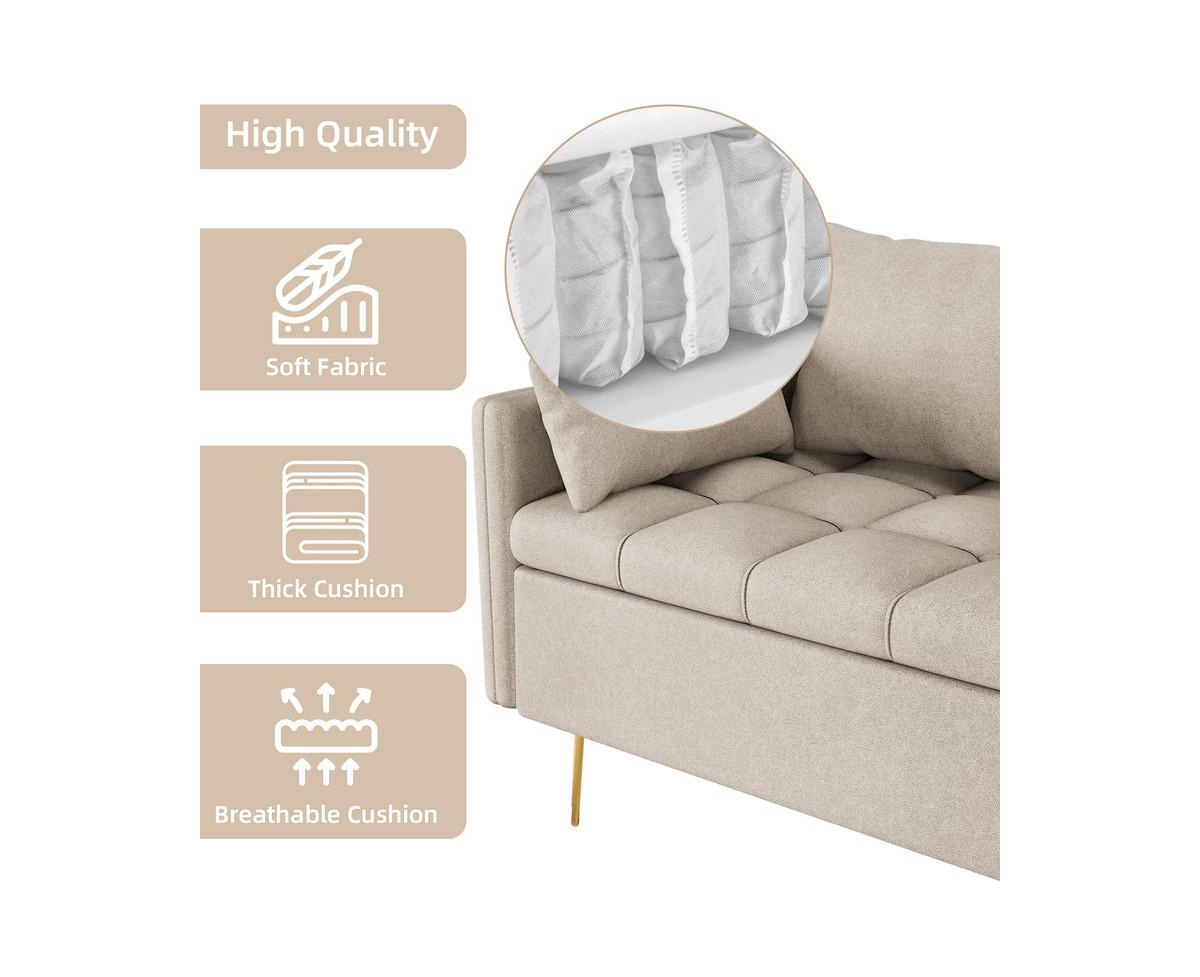 gaomon Sofa Leather 3-Seater Sofa Comfortable Living Room Sofa Modern Sofa with seat Storage Sofa and Ottoman Set with Hand-Stitched Cushions Suitable