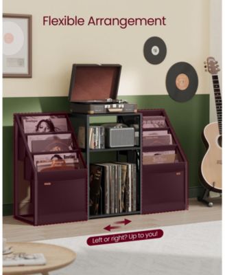 3-Tier Record Player Stand with Vinyl Record Storage for 140 Albums, End Table for Living Room or Bedroom