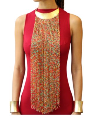 Maasai Long Beaded Statement Necklace – Handmade African Jewelry