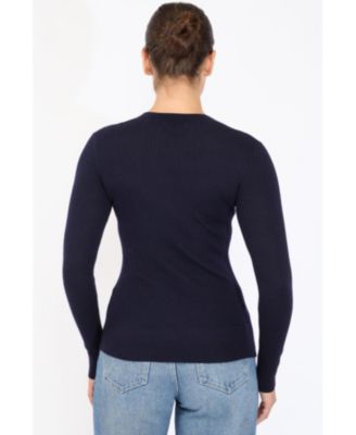 Women's Tissue Weight Cashmere Silk Rib-knit Crewneck Sweater