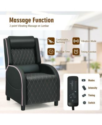 Massage Gaming Recliner Chair with Headrest and Adjustable Backrest for Home Theater