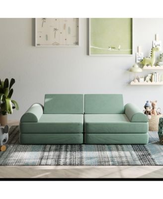 Conner Modular Play Couch For Kids With Convertible 6-Piece Design And Soft Foam Cushions