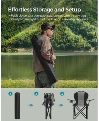 Heavy Duty Folding Camping Chair with Comfortable Sponge Seat and Cup Holder