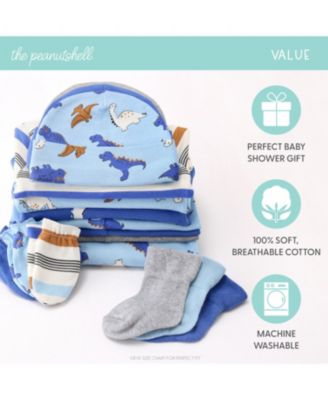 Baby Boys Blue Dino Newborn Layette Set Boys, 16-Pieces, Orange/Blue