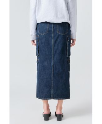 Women's Denim Cargo Maxi Skirt