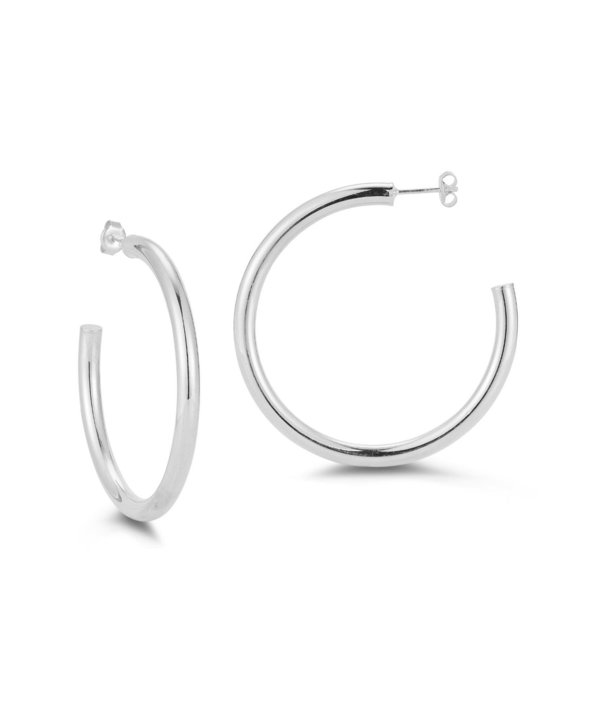 14K Gold Plated Sterling Silver 2in 4mm Thick Tube Hoop Earrings - Gold