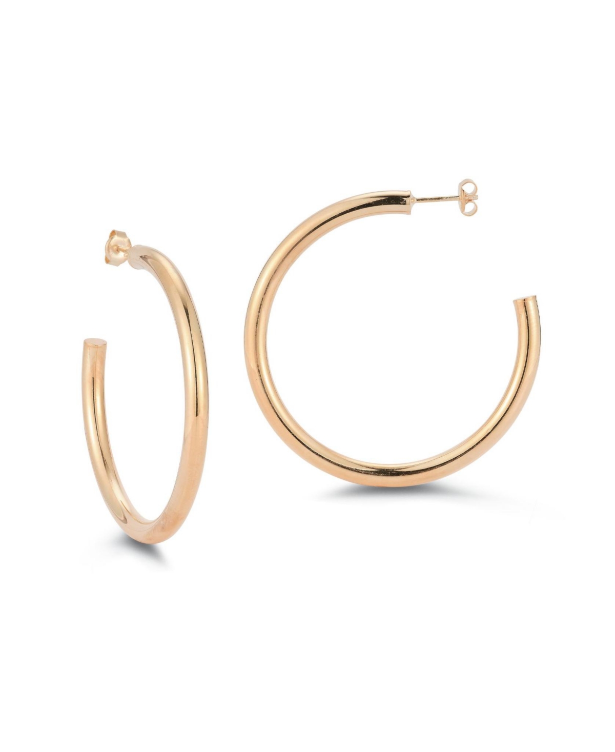 14K Gold Plated Sterling Silver 2in 4mm Thick Tube Hoop Earrings - Gold