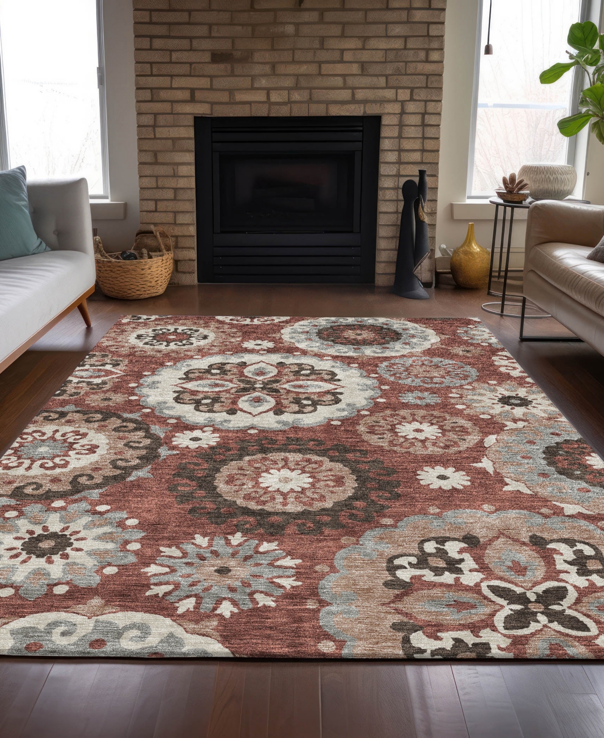 Addison Chantille Machine Washable Acn763 8'x10' Area Rug In Paprika