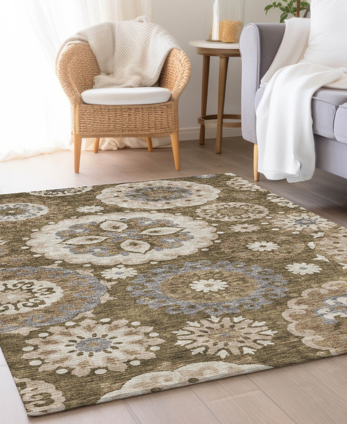 Addison Chantille Machine Washable Acn763 3'x5' Area Rug In Brown