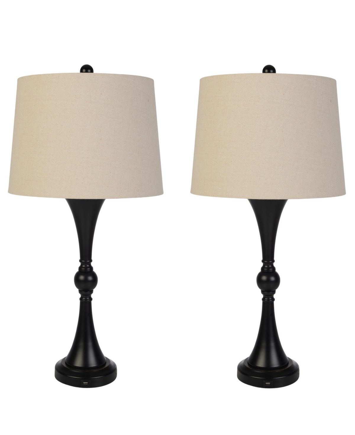 LAVISH HOME 27.17" USB CHARGING LED TABLE LAMP SET 