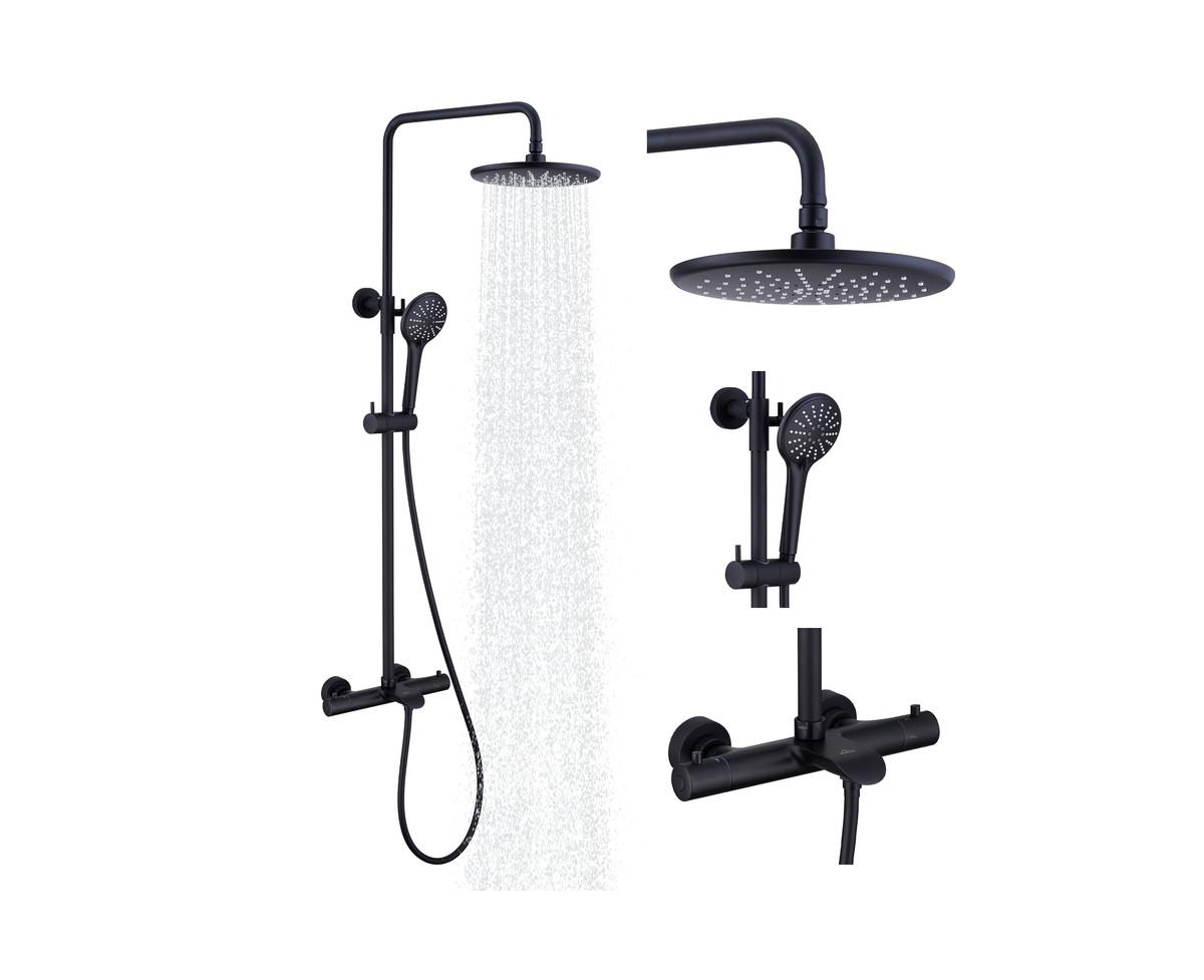 3 Functions Thermostatic shower system with Rough-in Valve - Brushed nickel
