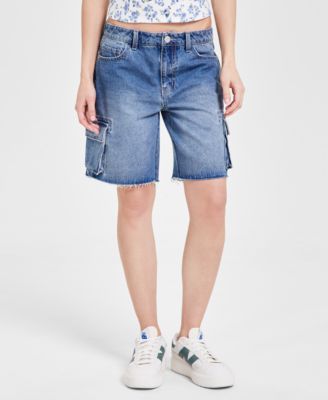 Juniors' Cargo Denim Jorts