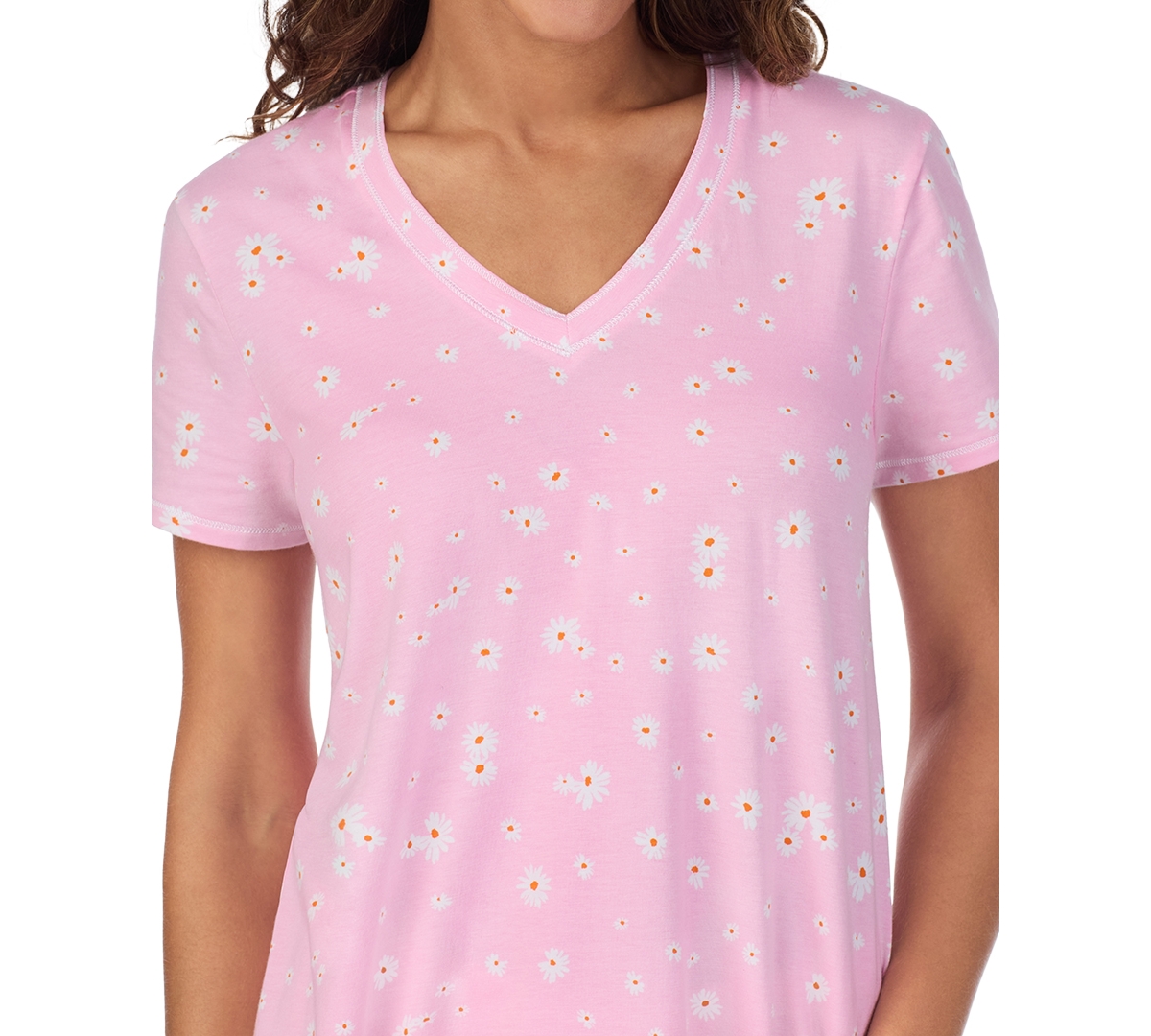 Shop Cuddl Duds Women's 2-pc. Cropped Short-sleeve Pajama Set In Daisy Print