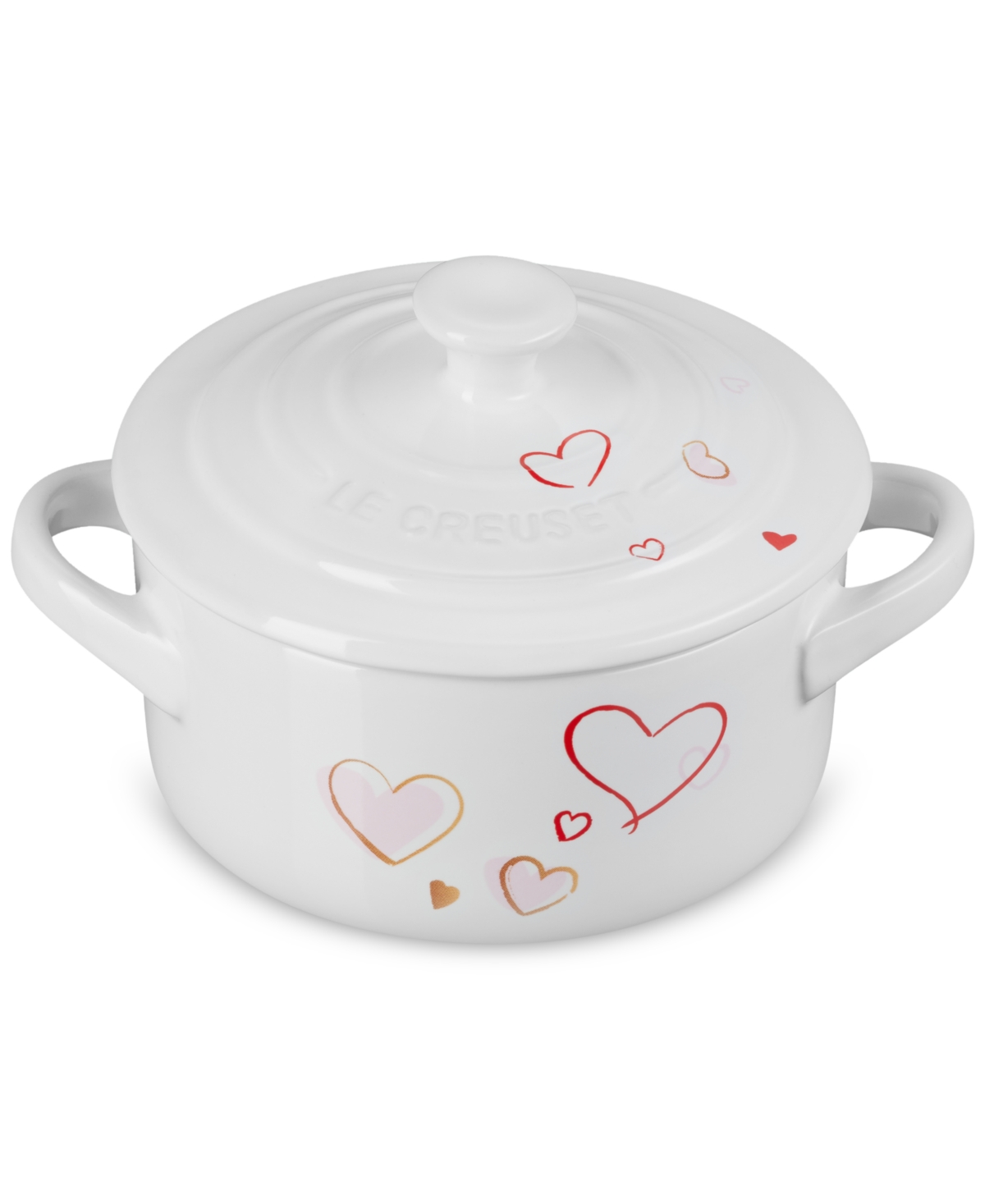 Le Creuset Stoneware Mon Coeur Classic Round Mini Cocotte In White