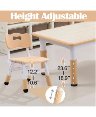 6-Piece Adjustable Height Plastic Graffiti Desktop with Non-Slip Legs - Kids Table and Chairs Set