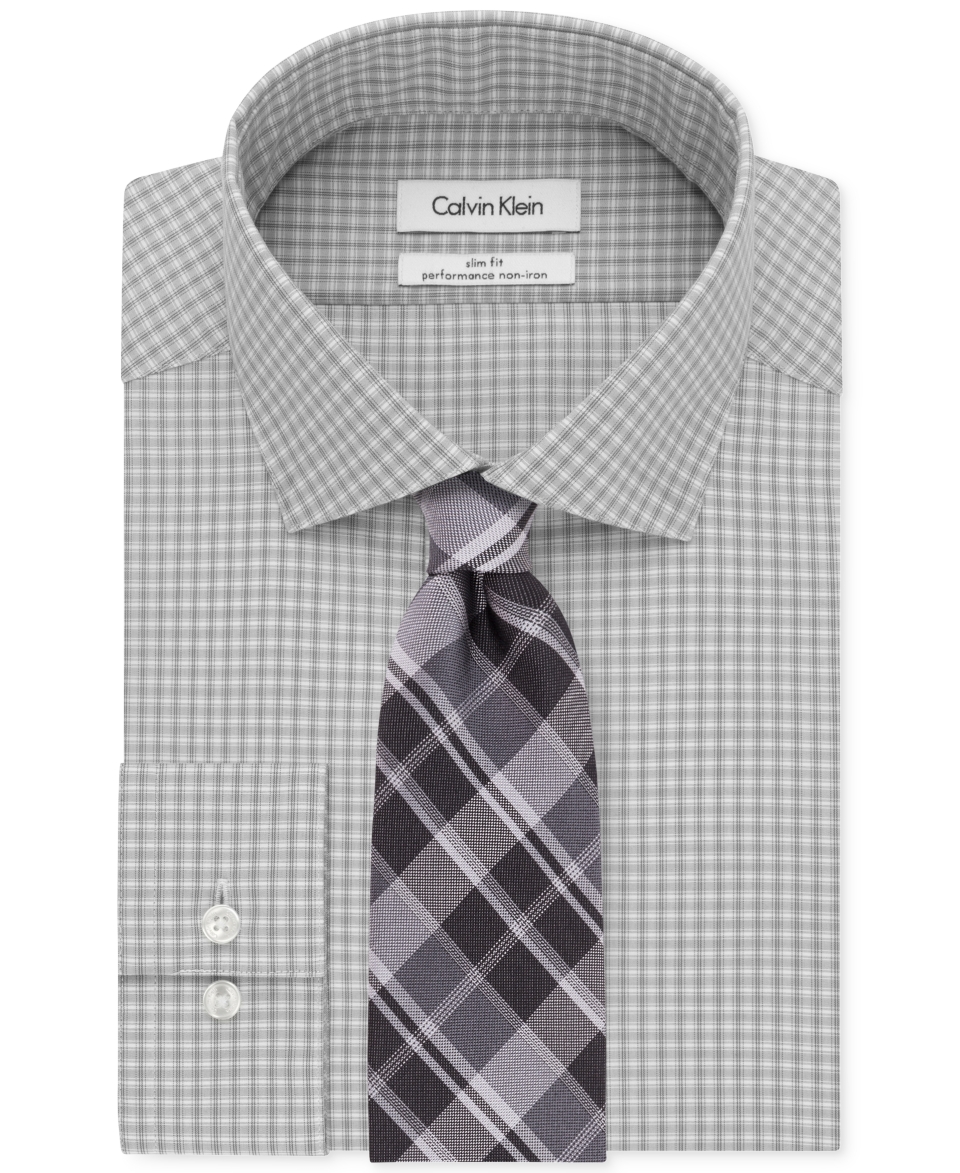 Calvin Klein STEEL Slim Fit Non Iron Performance Steel Grey Check