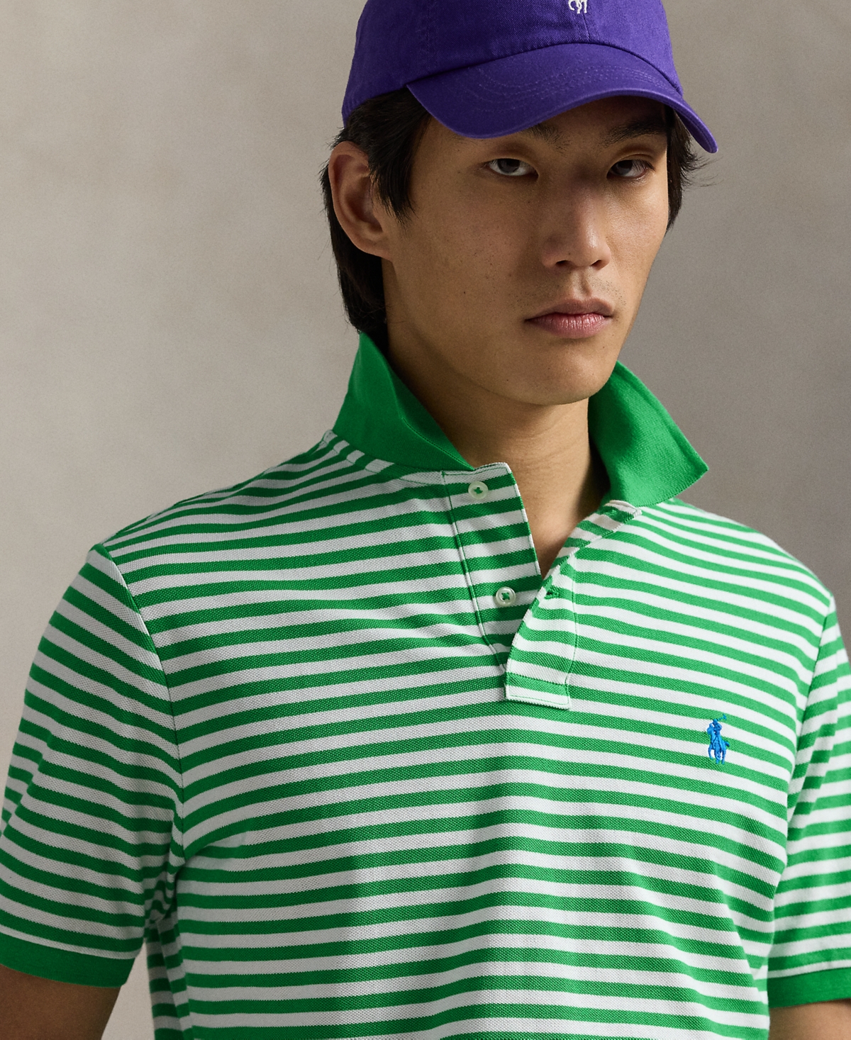 Polo Ralph Lauren Men's Classic-Fit Striped Mesh Polo Shirt -white