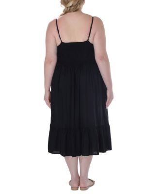 Plus Size Crochet Flounce-Hem Midi Dress