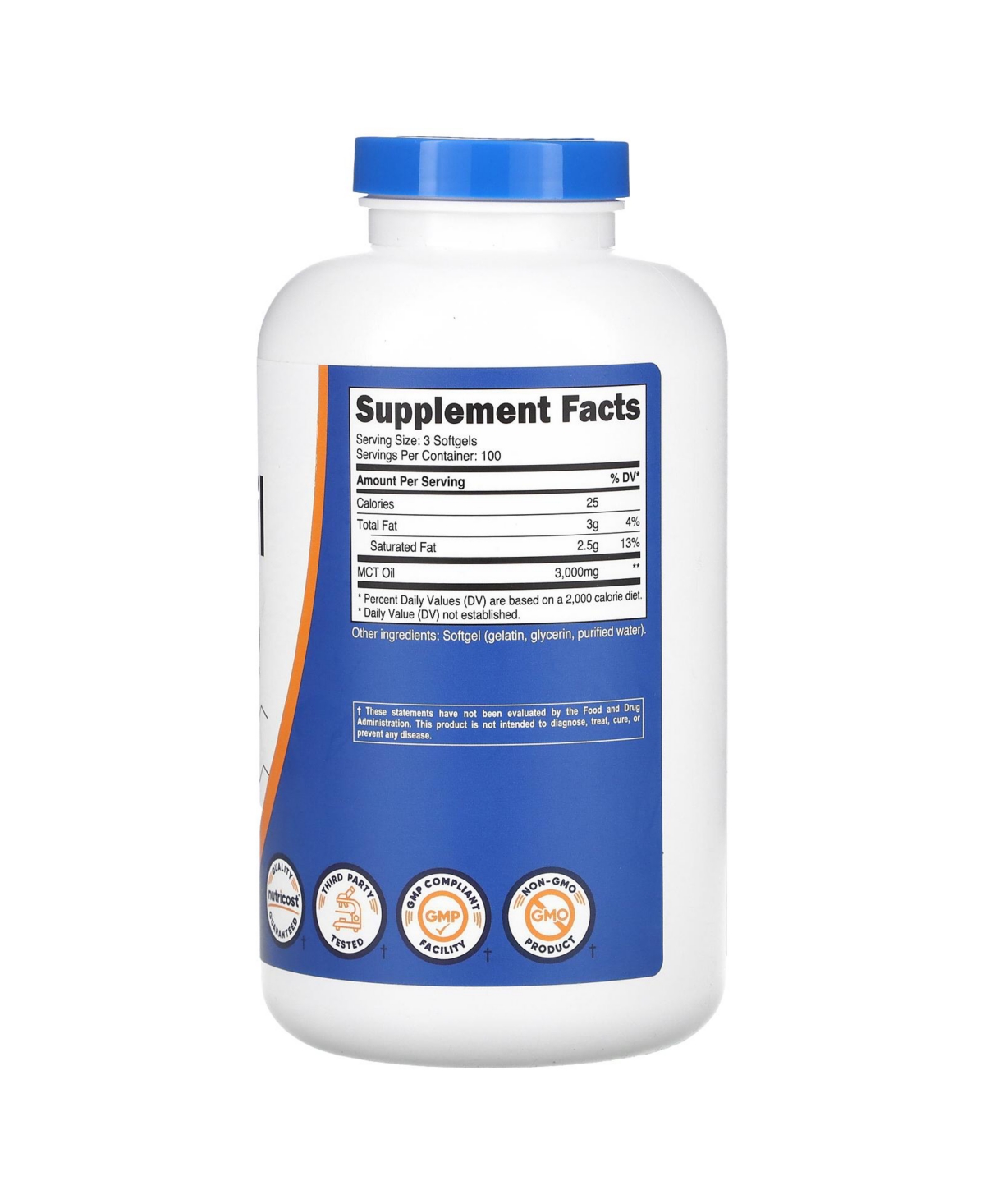 Nutricost Mct Oil 3 000 mg Softgels (1 - 000 mg per Softgel)