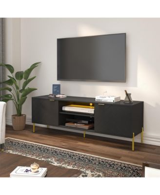 1 PC wooden Unique Herringbone Design Multifunctional TV Stand With LED Light