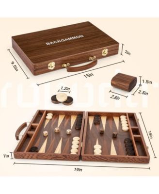 Backgammon Board Game Set (15 Inches) for Adults and Kids