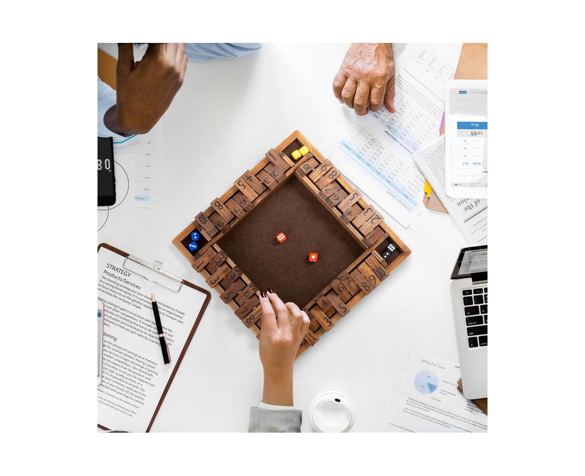 ropoda Inches 4-Way Shut The Box Dice Board Game (2-4 Players) for Kids & Adults