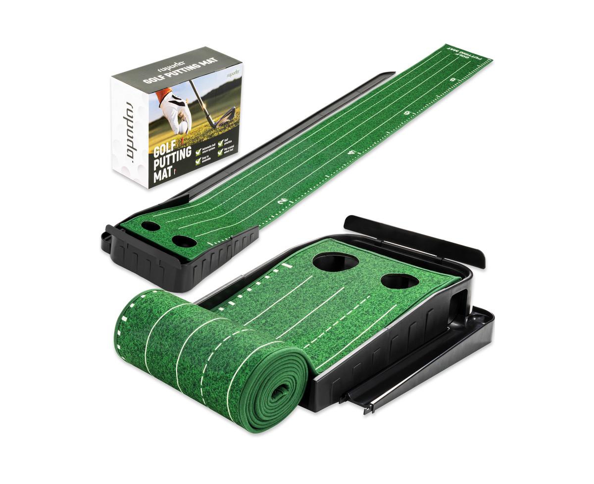 ropoda Upgraded Golf Putting Portable Putting Mat for Home and Office with Update Auto Ball Return Function - Green