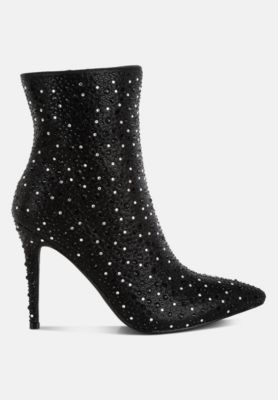 Womens Lobelia Rhinestones Embellished Stiletto Boots
