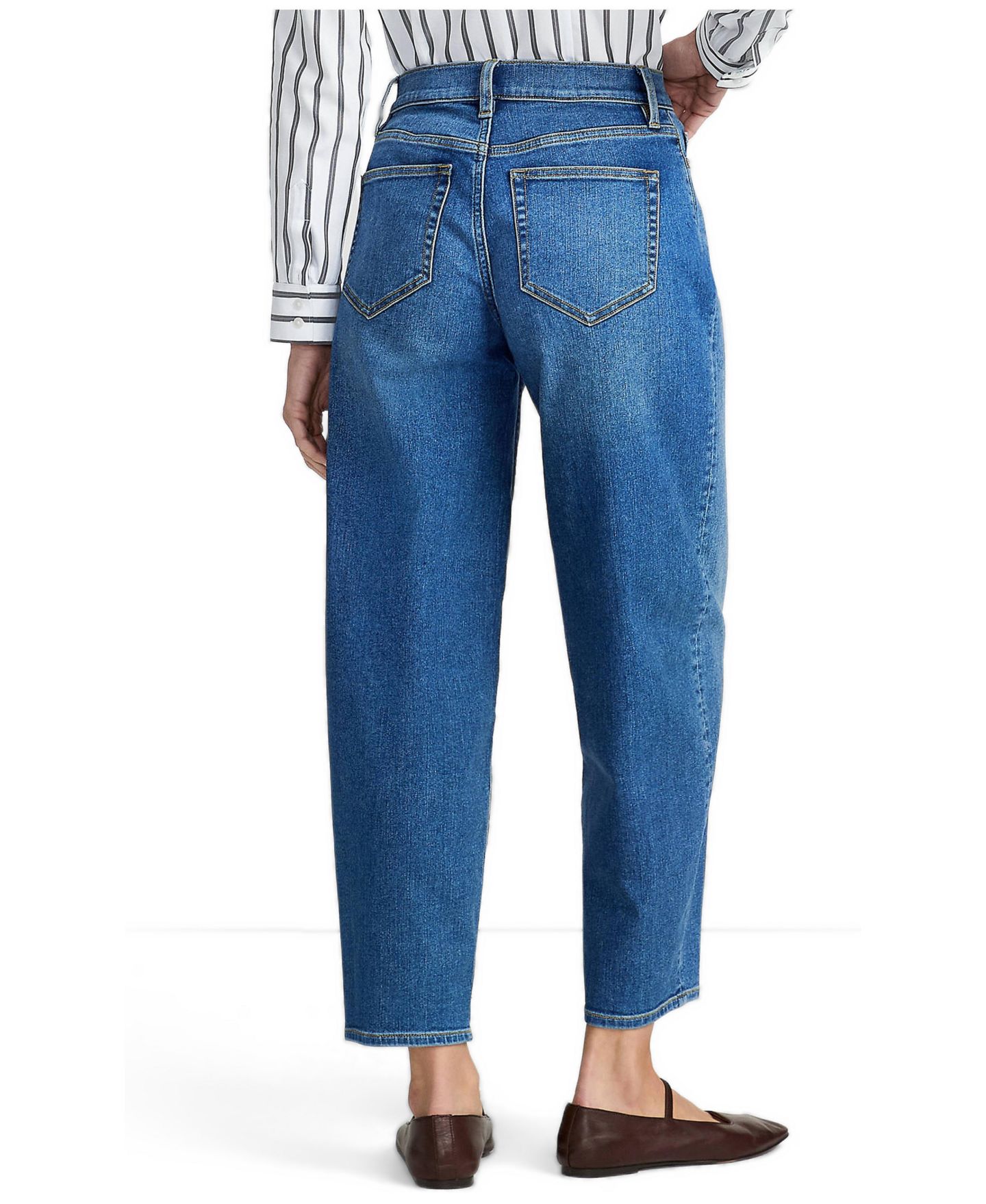 Женские джинсы Lands' End Recover High Rise Barrel Leg Ankle, цвет: Индиго синий — фото 2