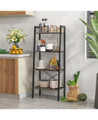 4-Tier Bookshelf with Metal Frame and Adjustable Foot Pads