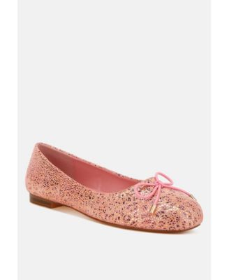 Rag and Co Womens Apollon Bow Detail Embossed Suede Ballerinas