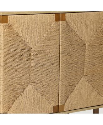 Mid-Century Modern Rope 55.1-Inch Wide TV Console with Storage