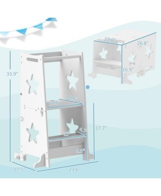 2 in 1 Toddler Tower, Toddler Step Stool with Safety Rail