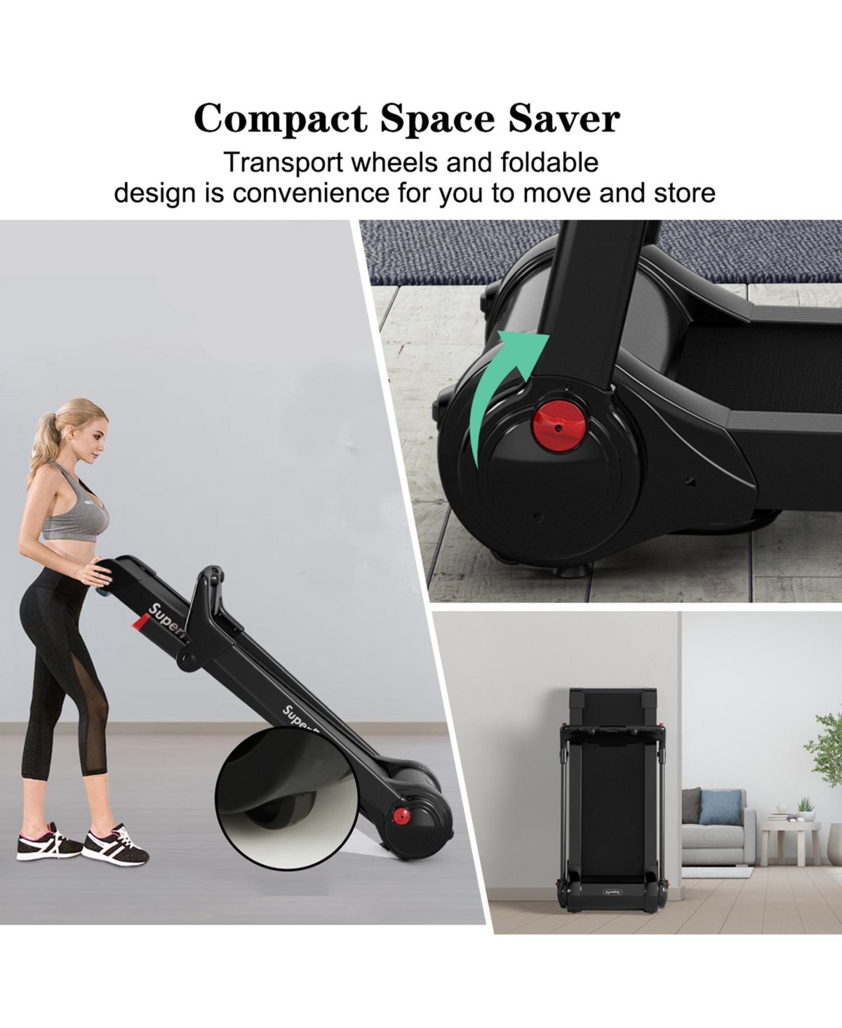 Gymax Folding Electric Treadmill 3.0HP Exercise Running Machine w/ App Control - Red+black