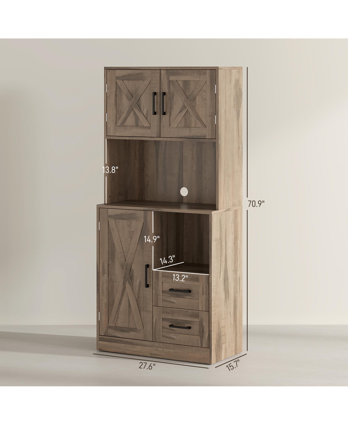 Homcom Farmhouse Kitchen Pantry, 71" Tall Storage Cabinet