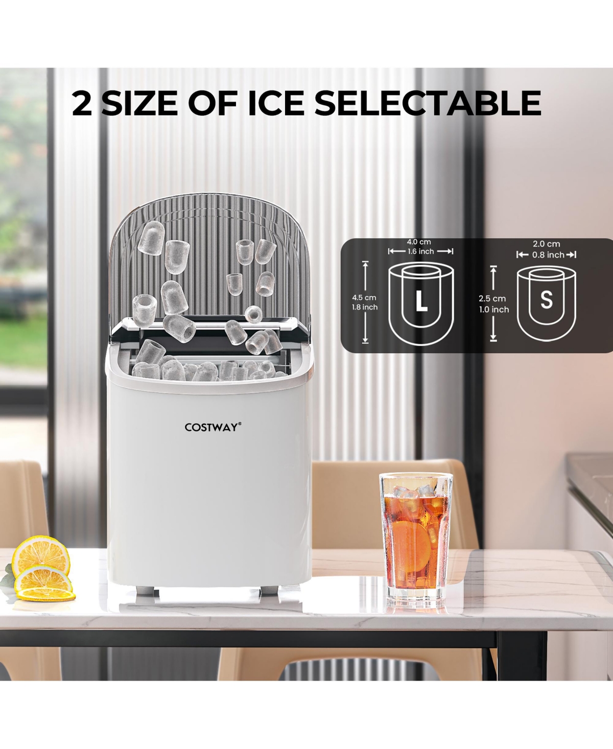 Costway Ice Maker Machine Countertop Automatic Ice Maker 27 Lbs/24 Hrs